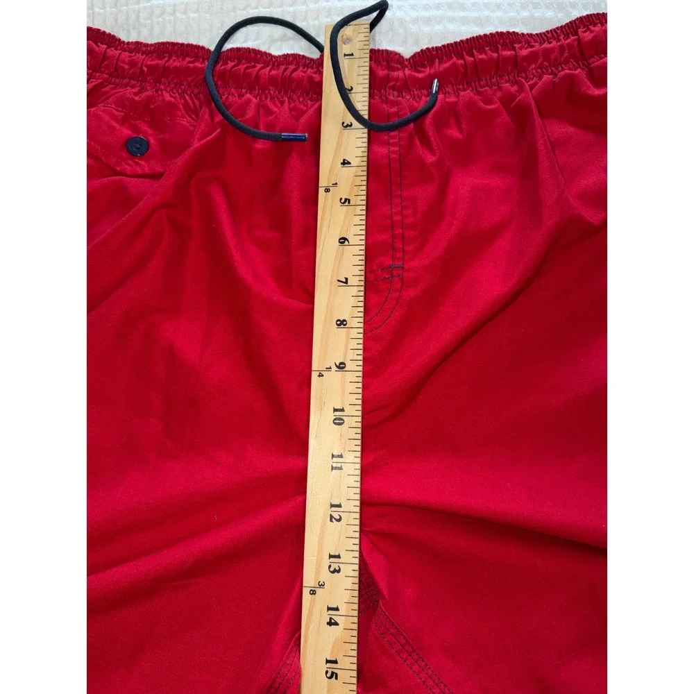 Nat Nasty Swim Trunks Mens Large Red‎ Elastic Waist Drawstring Board Shorts